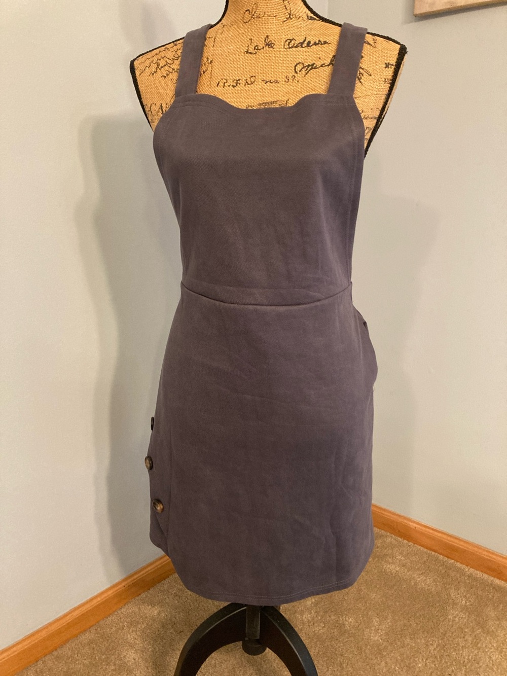 NWT Listicle Overall Style Jumper Dress Women Size L- Midnight Navy